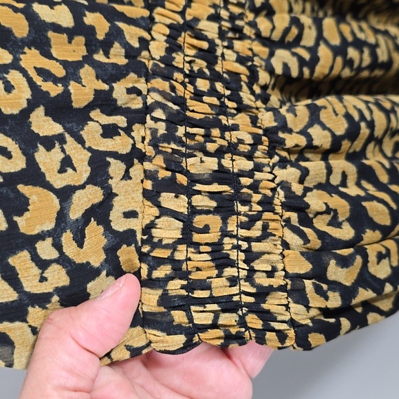 {Who What Wear} Womens Black Brown Animal Print Chiffon Dress - Size XL - Picture 12 of 16